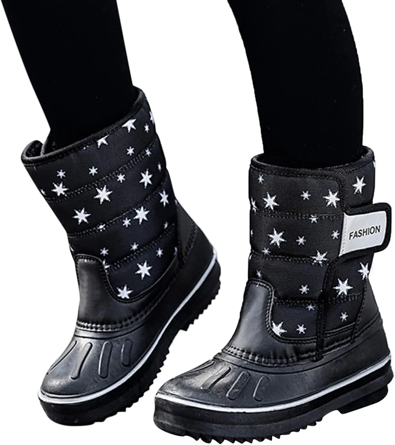 2024 Winter Fashion Snow Boots for Kids Star Print Waterroof Cozy Warm Outdoor Faux Lined Boots for Girls Teens