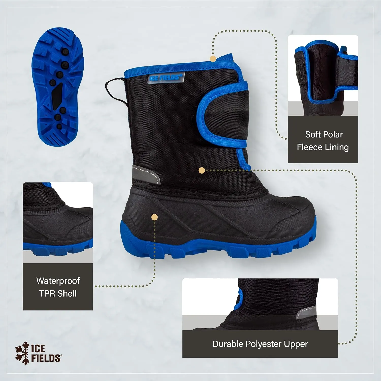 Adrian Toddler Little Kids Snow Winter Boots, Warm, Waterproof Shell, Fleece-Lined Shoes