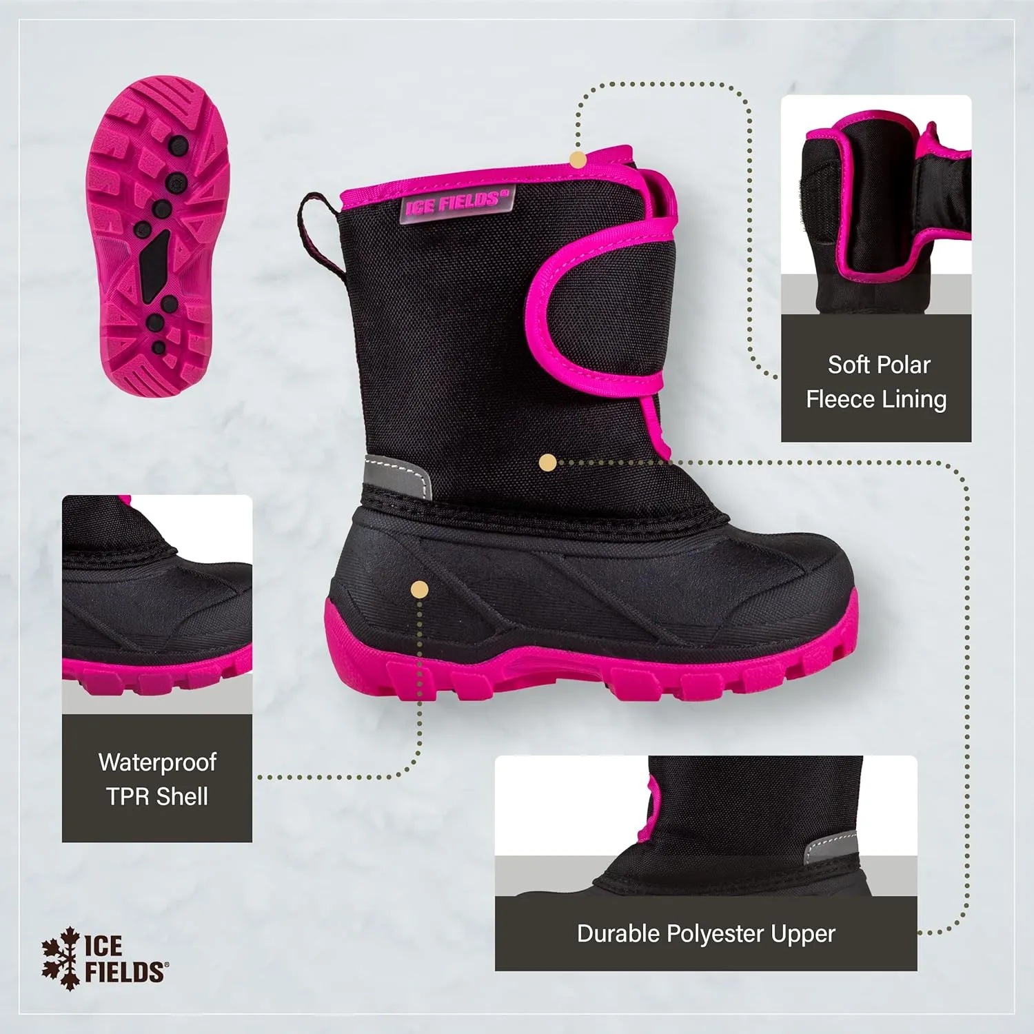 Adrian Toddler Little Kids Snow Winter Boots, Warm, Waterproof Shell, Fleece-Lined Shoes