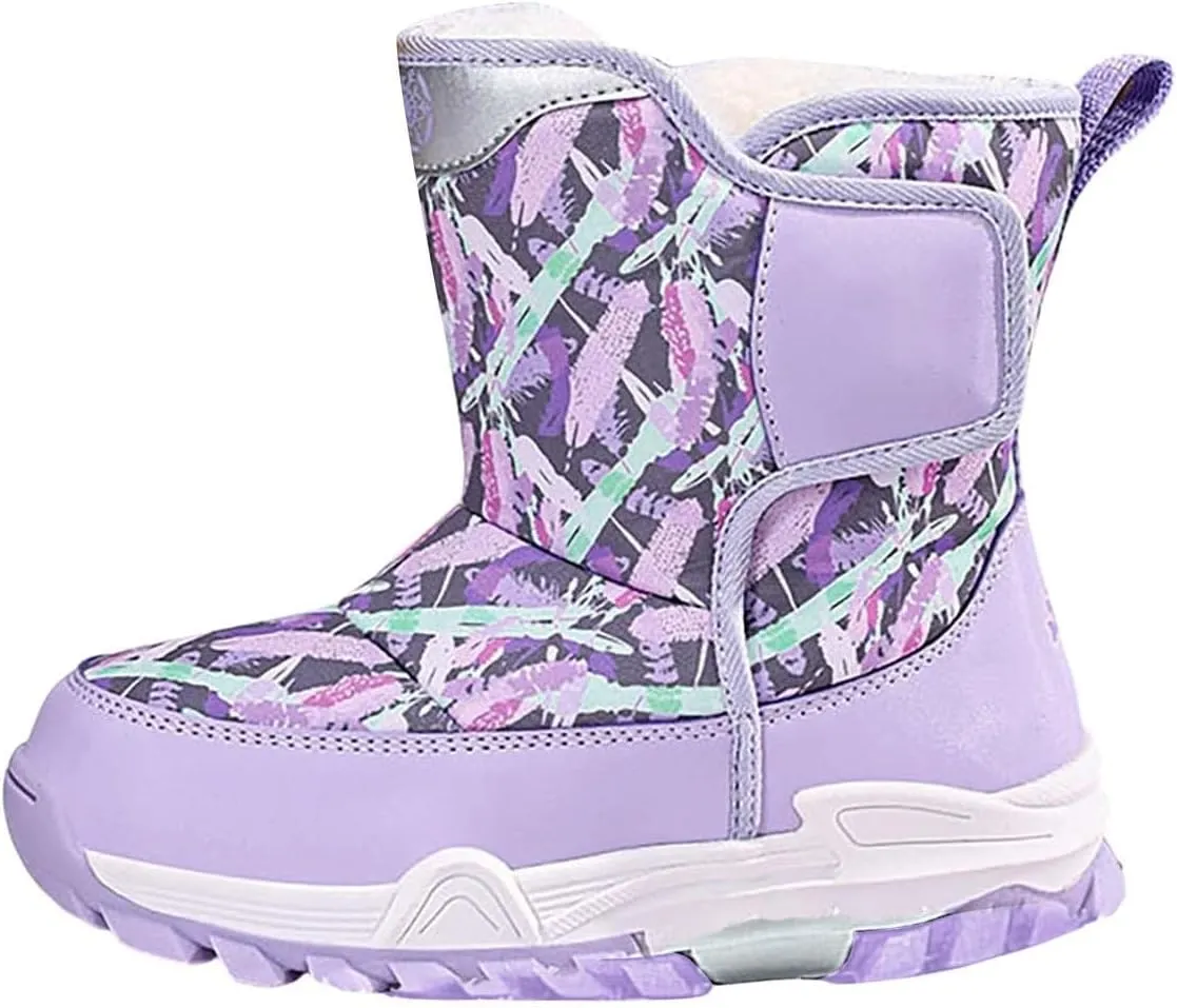 Boys Toddler Snow Boots Waterproof Resistant Winter Shoes Girls Fuzzy Boots Size 13.5 Waterproof Toddler Shoes