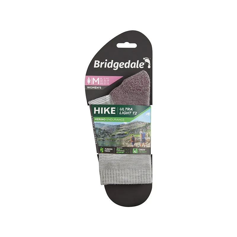 Bridgedale Womens Performance 3/4 Crew Socks - Ultralight and Made with Merino Wool