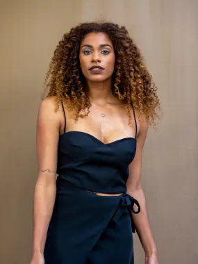 Cady Strap Crop Top in Black