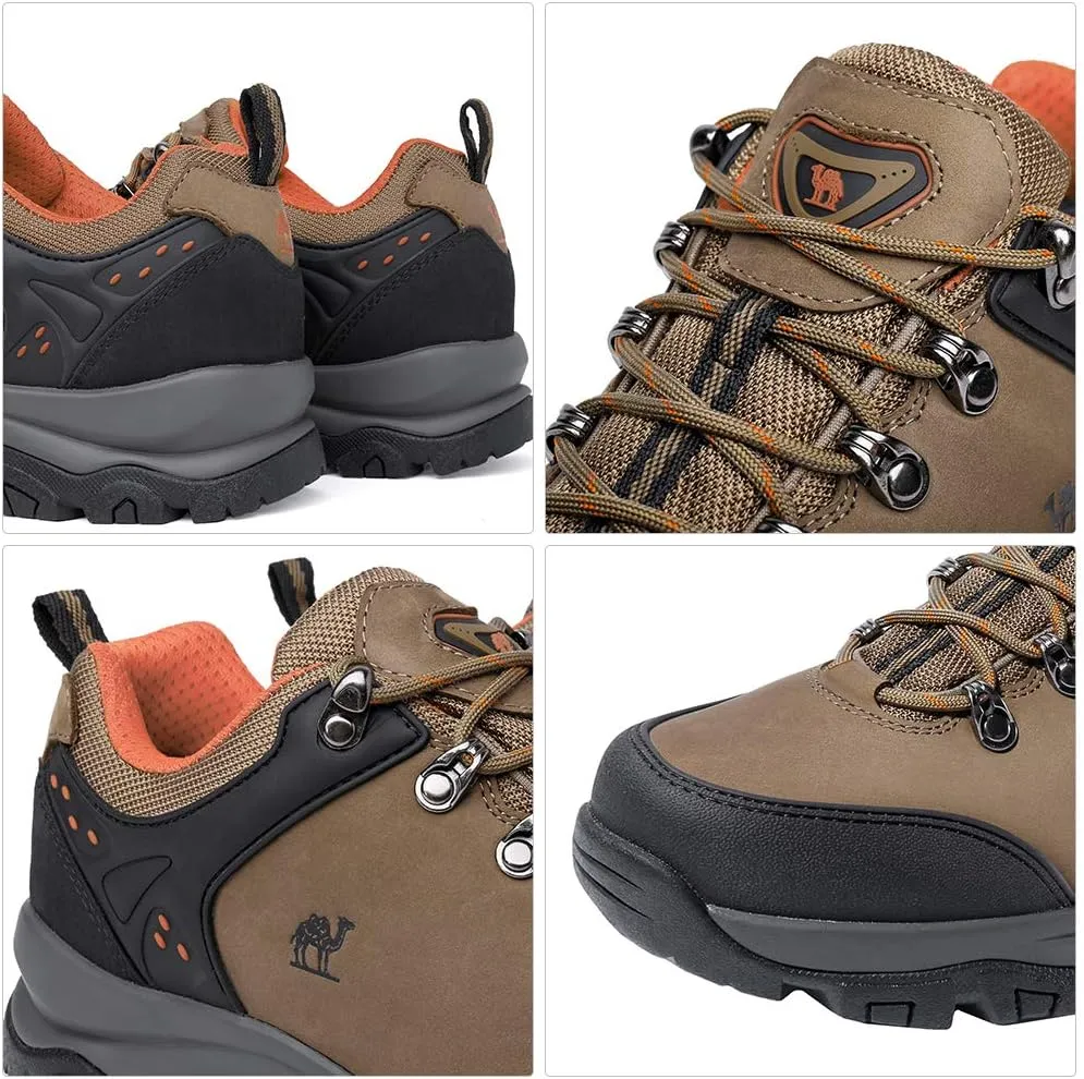 CAMEL CROWN Hiking Shoes Men Trekking Shoe Low Top Outdoor Walking Waterproof Leather Trail Sneakers