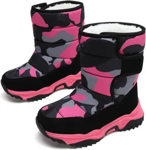 Camouflage Thickened Warm Cotton Boots for Kids Unisex Mid Calf Non Slip Faux  Lined Baby Boots for Girls Size 6