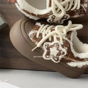 Chicmy Plush Warm Boots Women 2024 NEW Comfort Cotton Snow Boots Shoes Woman Ankle Boots Slip On Round Toe Flats Shoes Female INS Brand
