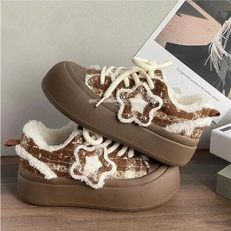 Chicmy Plush Warm Boots Women 2024 NEW Comfort Cotton Snow Boots Shoes Woman Ankle Boots Slip On Round Toe Flats Shoes Female INS Brand