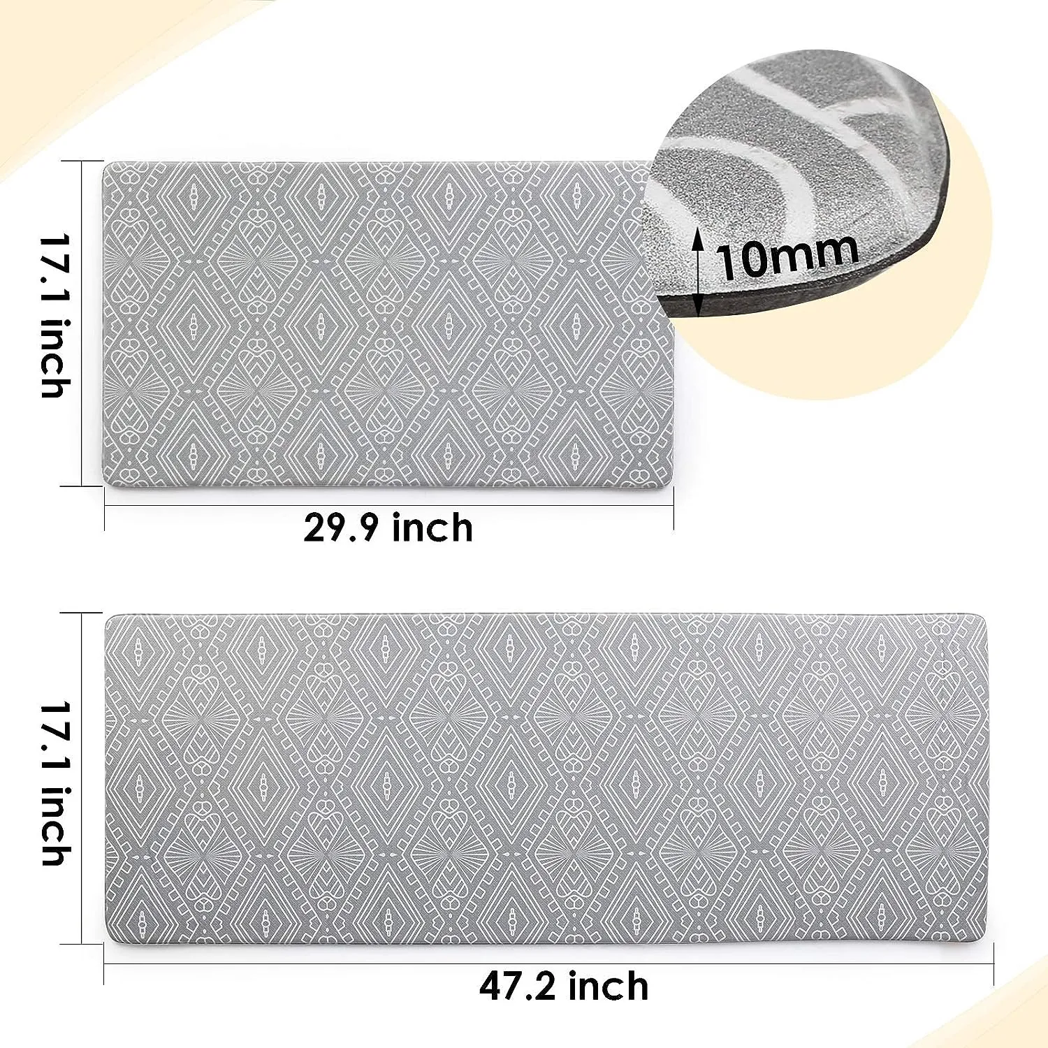 Comfort Cushion Anti-Fatigue Kitchen Mat with Non-Slip Waterproof Design