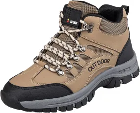 DESESE Men's Hiking Shoes Breathable Non-Slip Sneakers Climbing Shoes,Arch Support High Top Sports Cotton Shoes