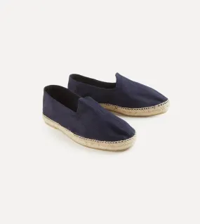 Drake's Cotton Herringbone Espadrilles / Navy