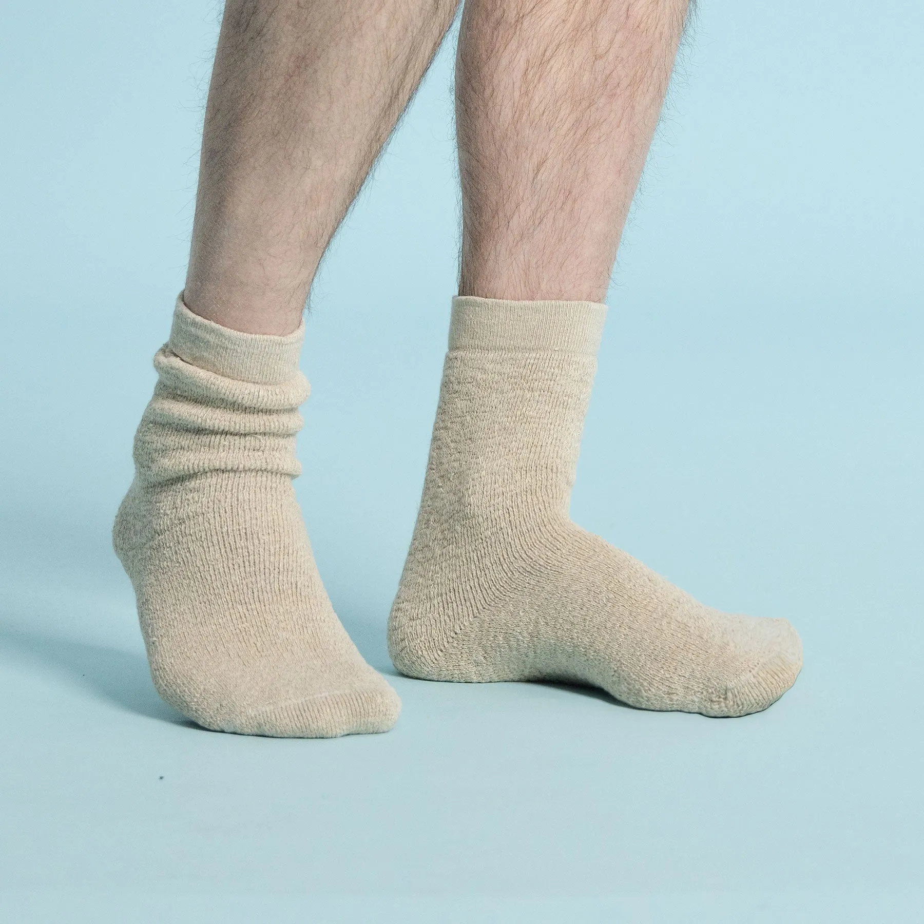 Ultra-Soft Plush Hemp Terry Socks - 99% Organic, Thick & Cozy (1 Pair) - 99.95% Biodegradable