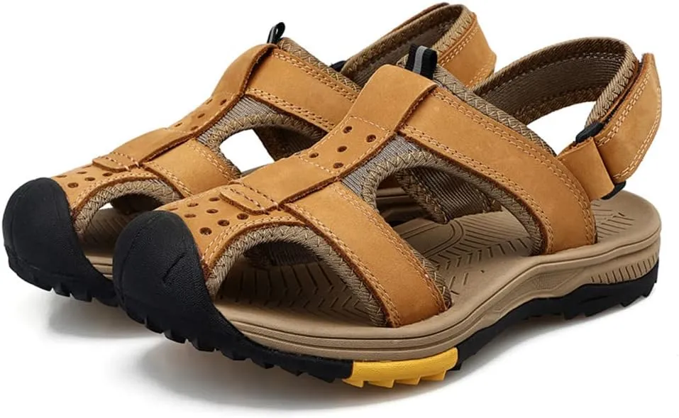 GEXECEUSS Men's Sport Sandals Lightweight Water Shoes Closed Toe Fisherman Sandals Walking Casual Leather Athletic Shoes for Summer Outdoor Beach Wading Boat