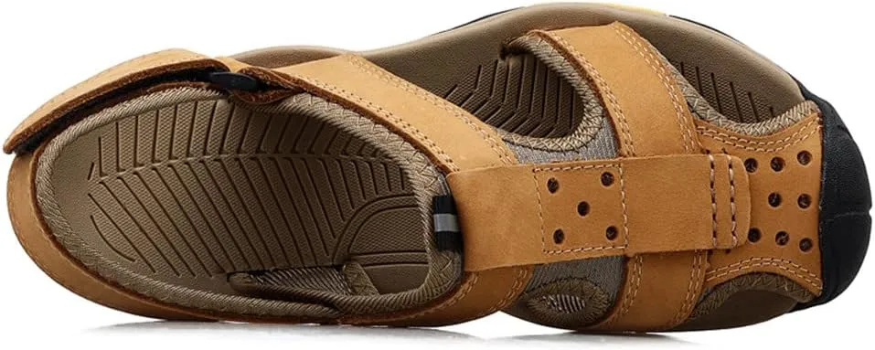 GEXECEUSS Men's Sport Sandals Lightweight Water Shoes Closed Toe Fisherman Sandals Walking Casual Leather Athletic Shoes for Summer Outdoor Beach Wading Boat