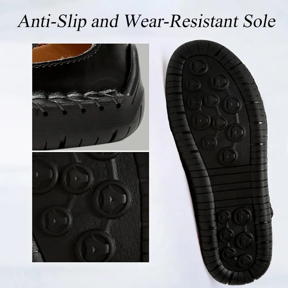 GEXECEUSS Sandals for Men Closed Toe Leather Sport Sandals Fisherman Sandals Outdoor Casual Walking Sandals Summer Water Shoes Beach Wading Shoes