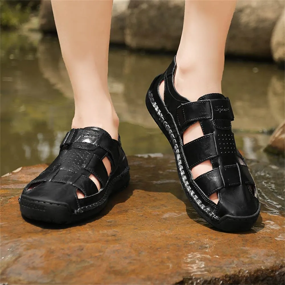GEXECEUSS Sandals for Men Closed Toe Leather Sport Sandals Fisherman Sandals Outdoor Casual Walking Sandals Summer Water Shoes Beach Wading Shoes