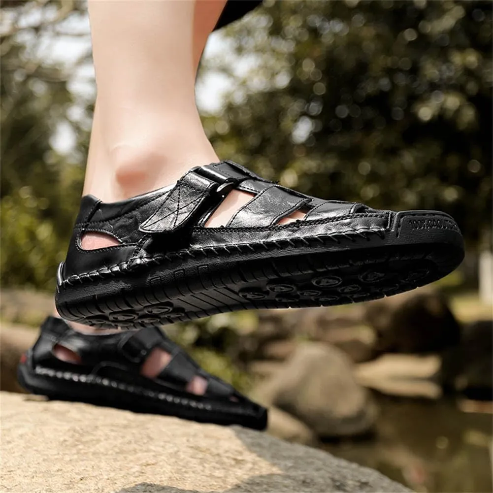 GEXECEUSS Sandals for Men Closed Toe Leather Sport Sandals Fisherman Sandals Outdoor Casual Walking Sandals Summer Water Shoes Beach Wading Shoes