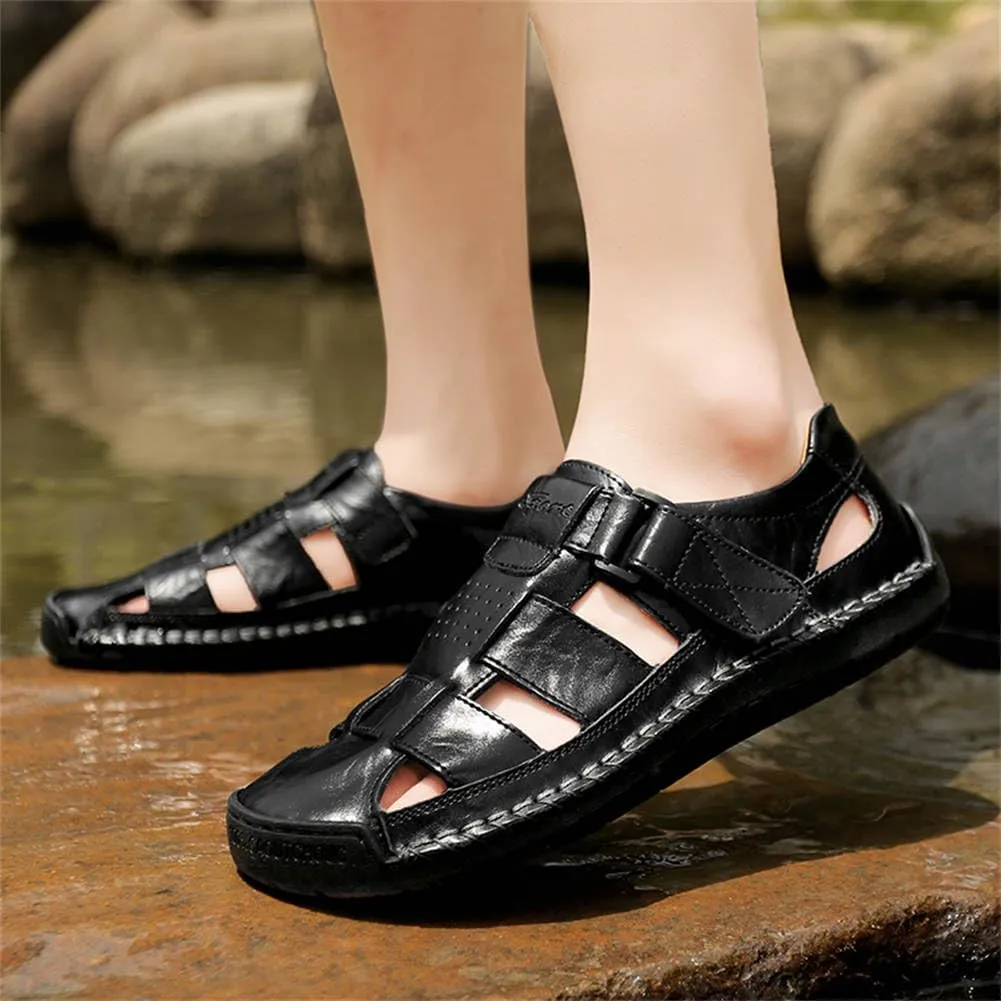 GEXECEUSS Sandals for Men Closed Toe Leather Sport Sandals Fisherman Sandals Outdoor Casual Walking Sandals Summer Water Shoes Beach Wading Shoes