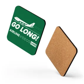 GO LONG (GREEN) Cork-back coaster