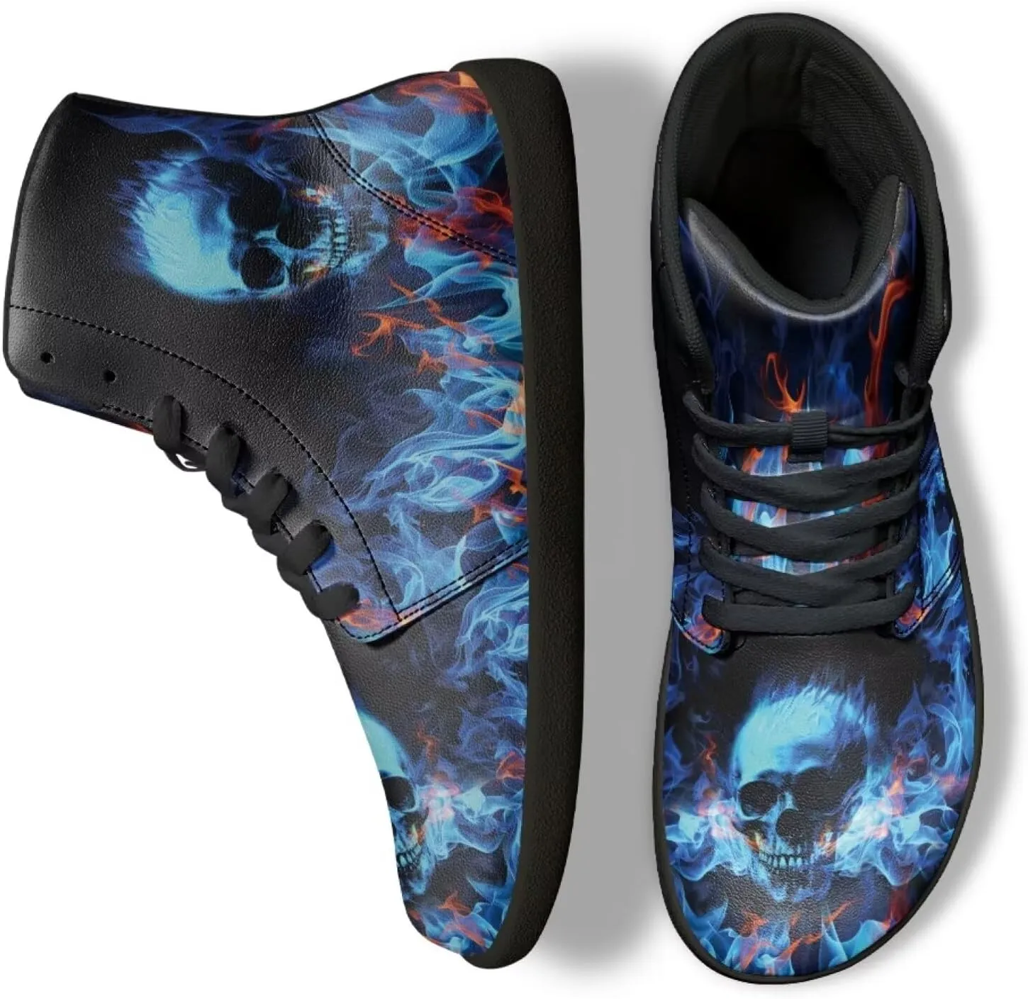 Gothic Skull Barefoot Shoes for Men Women High Top Casual Sport Walking Shoes Non Slip Zero Drop Fashion Sneaker