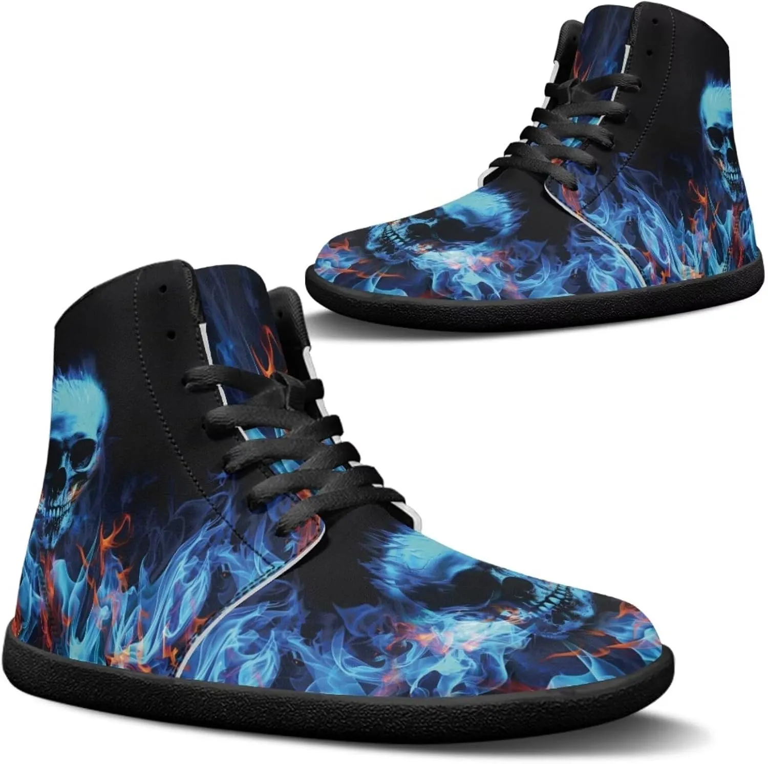 Gothic Skull Barefoot Shoes for Men Women High Top Casual Sport Walking Shoes Non Slip Zero Drop Fashion Sneaker