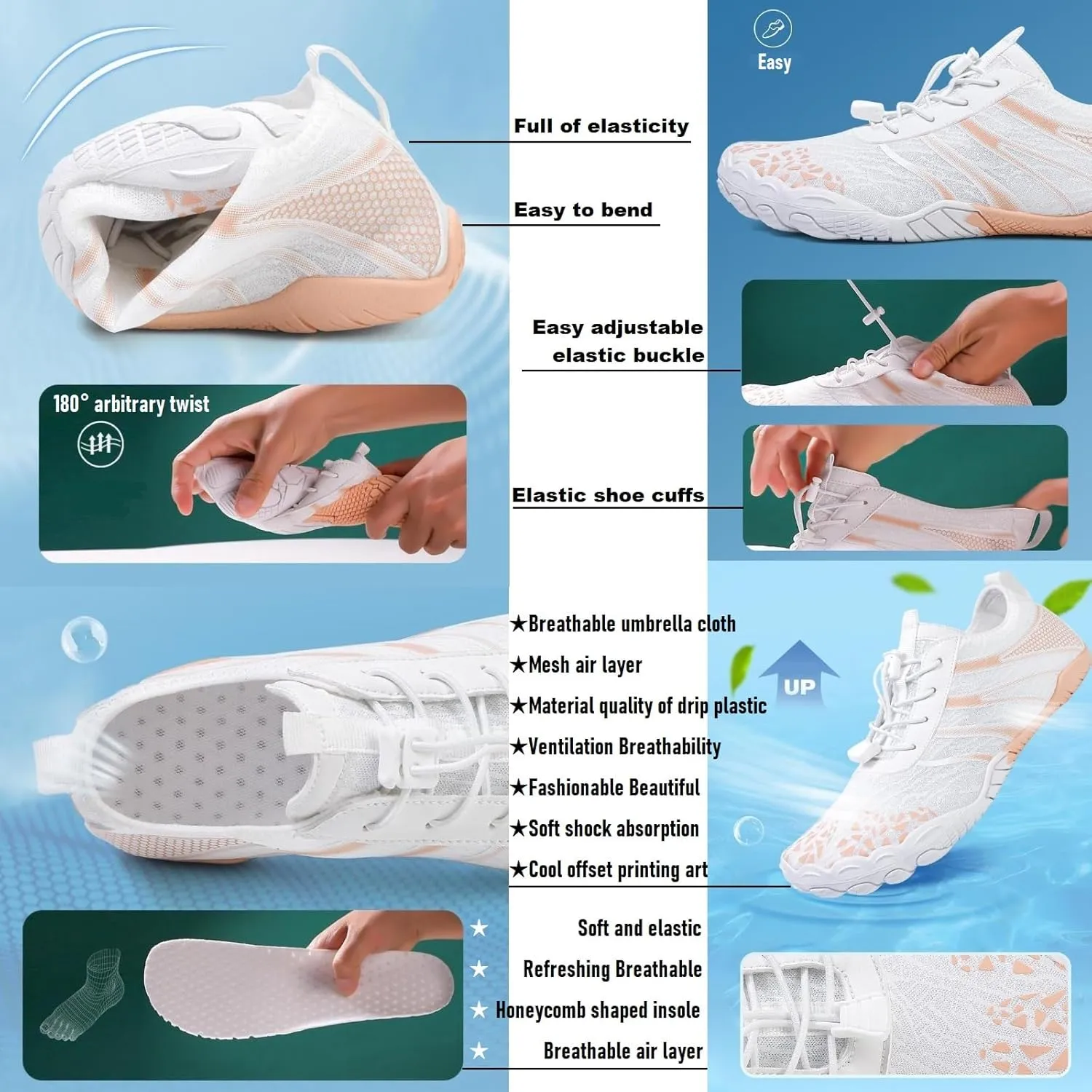 Hike Barefoot Shoes Womens,New Barefoot Footwear, Non-Slip Water Shoes,Breathable & Non-Slip Athletic Footwear,Wide Toe with Hike