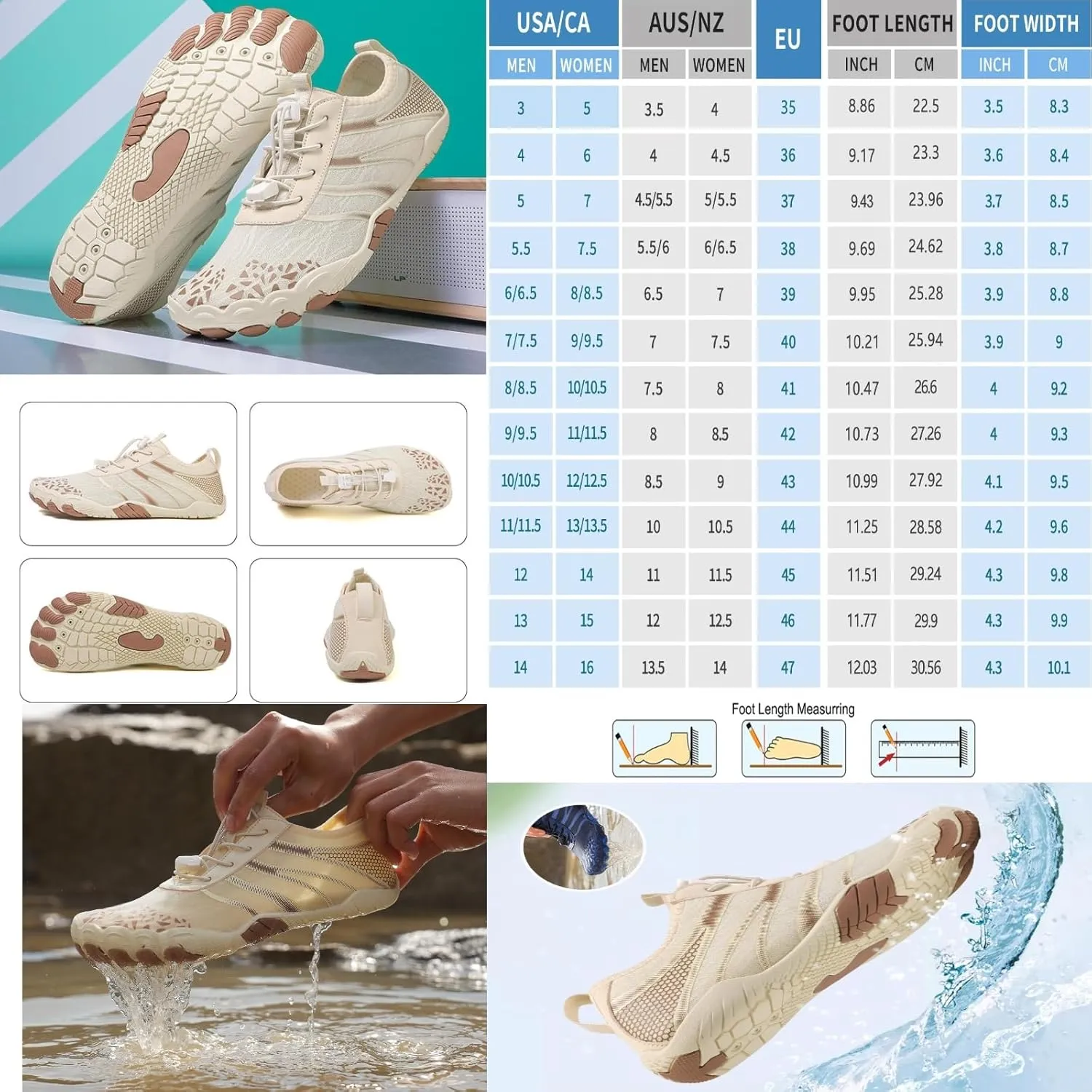 Hike Barefoot Shoes Womens,New Barefoot Footwear, Non-Slip Water Shoes,Breathable & Non-Slip Athletic Footwear,Wide Toe with Hike