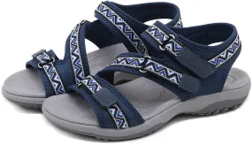 Hiking Sandals Women Waterproof Comfortable Walking Sandal with Adjustable Hook and Loop Strap Summer Beach Outdoor Water Shoes