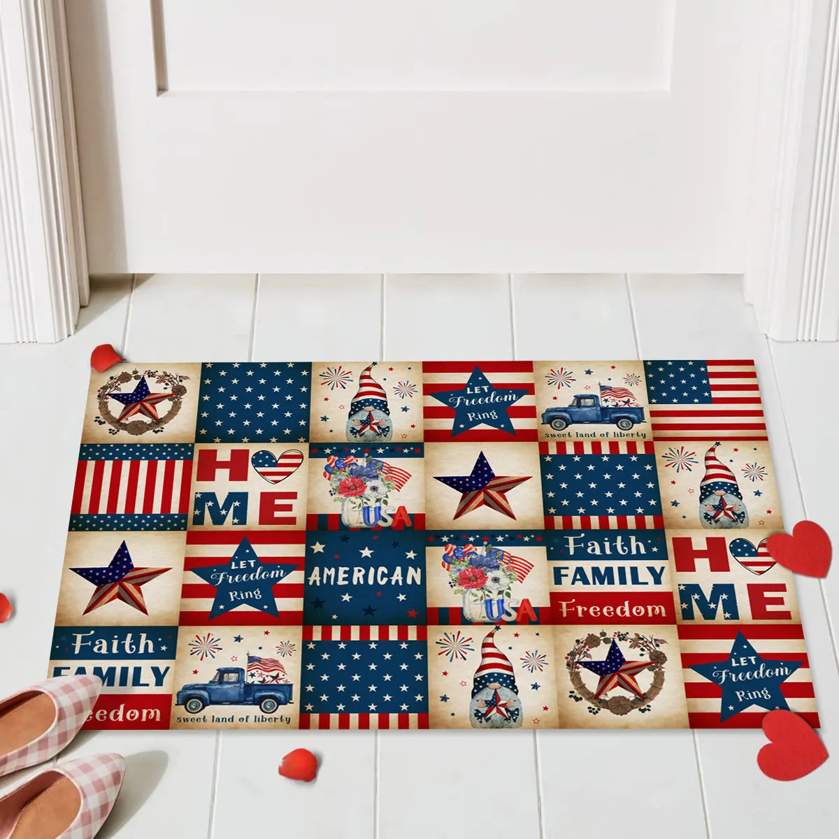 Independence Day Style Area Rug Indoor Entrance Mat Washable