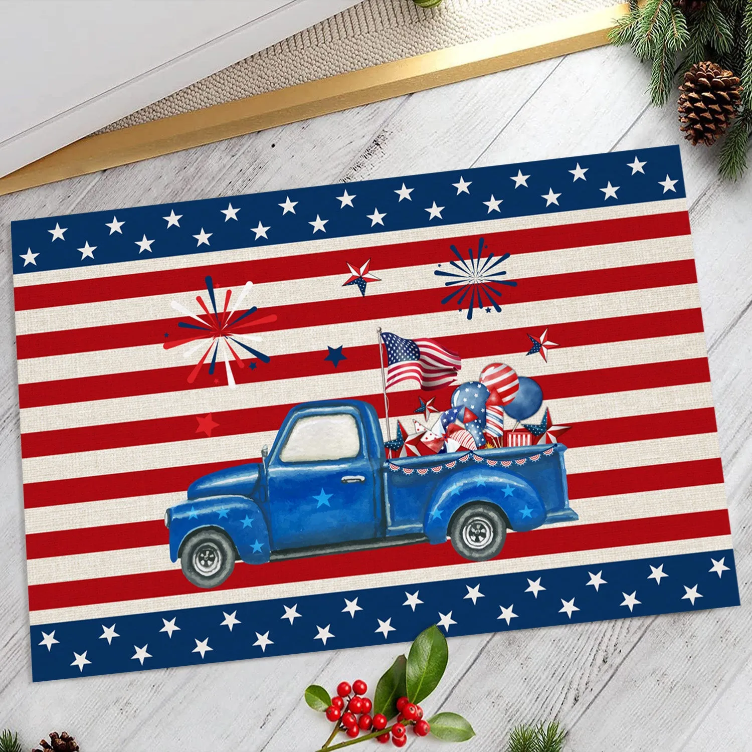 Independence Day Style Area Rug Indoor Entrance Mat Washable