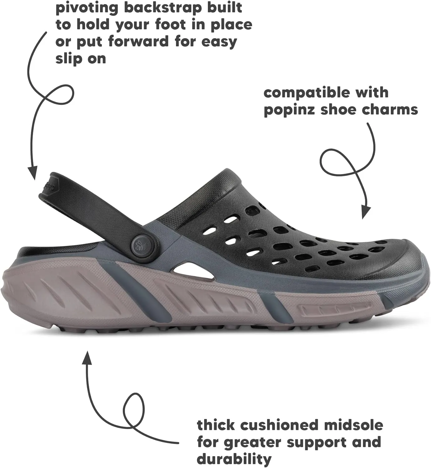 Joybees Men's Trekking Clog - Rubber Garden Clogs for Men, Outdoor Sport Sandals, Foam Water & Sand Shoes with Arch Support for Work, Waterproof