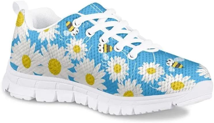 Judtueit Hipie Flower Kids Trainers School Shoes, Girls Low-Top Tennis Shoes, Teen Autumn/Winter Sneakers Hiking Shoes