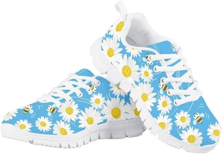 Judtueit Hipie Flower Kids Trainers School Shoes, Girls Low-Top Tennis Shoes, Teen Autumn/Winter Sneakers Hiking Shoes