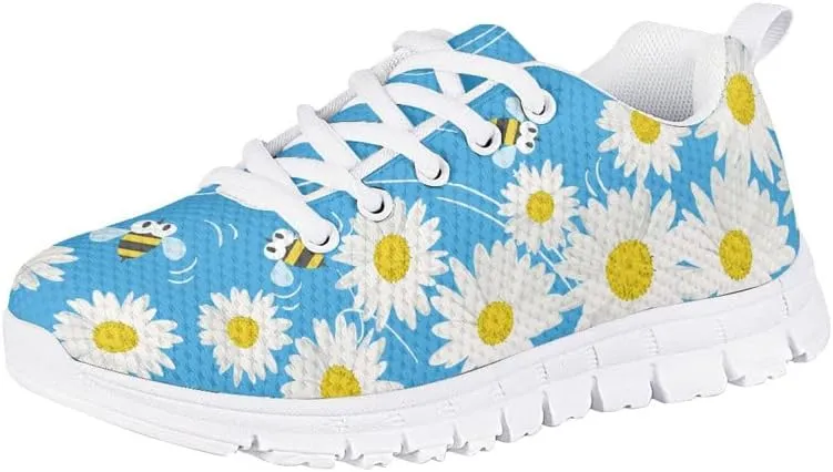 Judtueit Hipie Flower Kids Trainers School Shoes, Girls Low-Top Tennis Shoes, Teen Autumn/Winter Sneakers Hiking Shoes