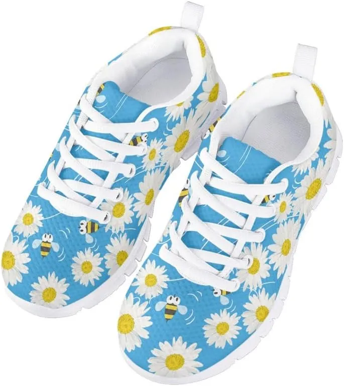 Judtueit Hipie Flower Kids Trainers School Shoes, Girls Low-Top Tennis Shoes, Teen Autumn/Winter Sneakers Hiking Shoes
