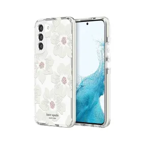 Kate Spade New York Defensive Hardshell Case for Samsung Galaxy S22 Series (Hollyhock Floral Clear)