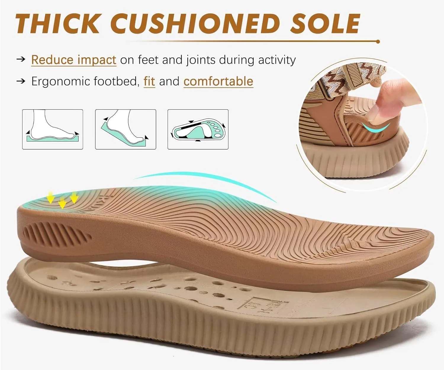 KuaiLu Womens Orthopedic Walking Sandals Recovery Sport Outdoor Hiking Water Sandles Thick Athletic Cushion Adjustable Leather Strap Sandals with Comfortable Plantar Fasciitis Arch Support