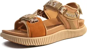 KuaiLu Womens Orthopedic Walking Sandals Recovery Sport Outdoor Hiking Water Sandles Thick Athletic Cushion Adjustable Leather Strap Sandals with Comfortable Plantar Fasciitis Arch Support