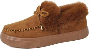 Ladmiple Boots For Women Ankle Booties Winter Snow Boots with Fur Lined Warm Slip On Comfortable Outdoor Walking Shoes