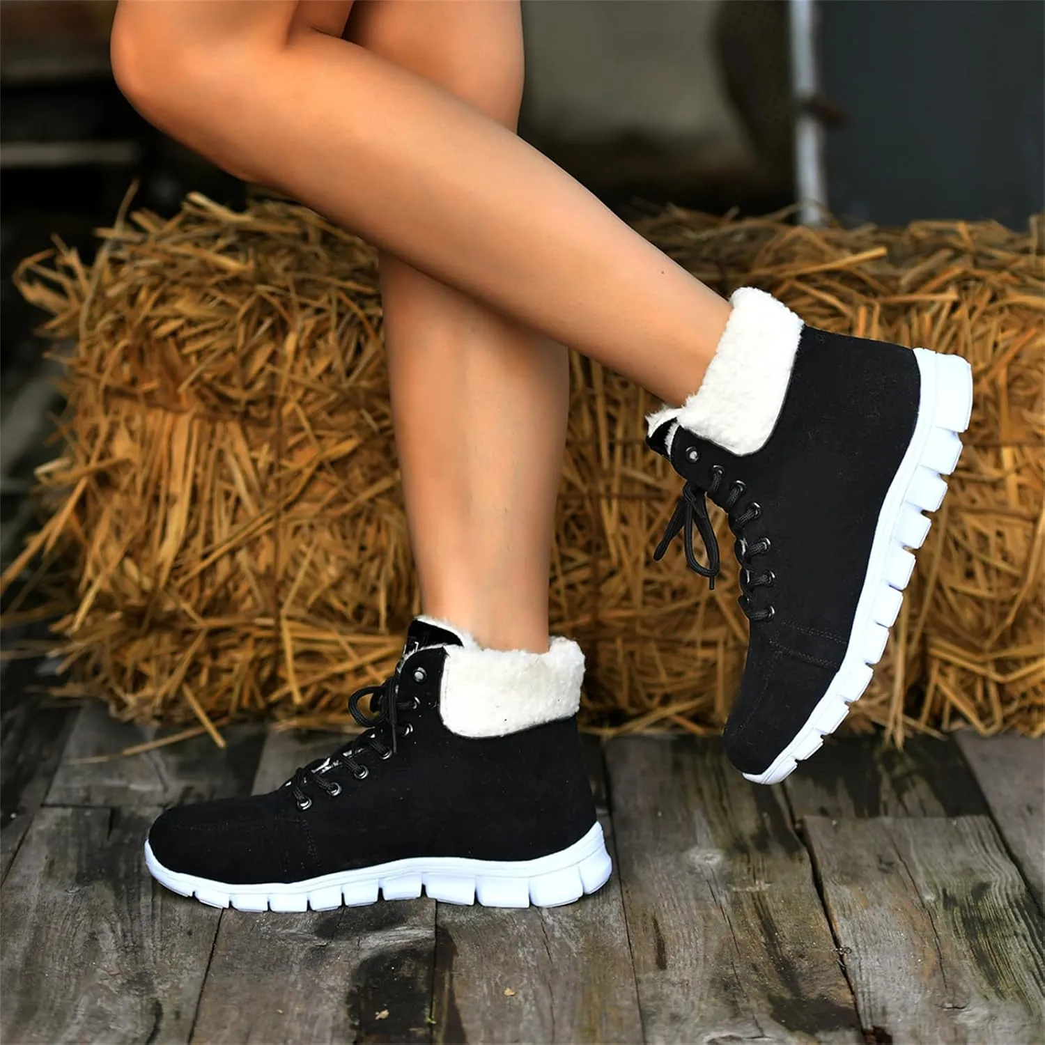Ladmiple Snow Boots For Women Slip On Warm Fur Lined Winter Boots Outdoor Short Ankle Booties Comfort Fashion Walking Shoes