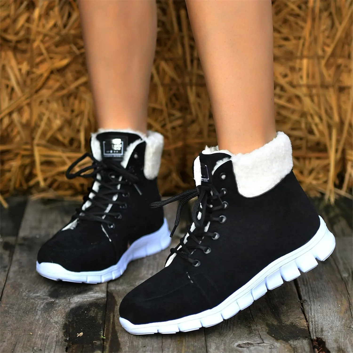 Ladmiple Snow Boots For Women Slip On Warm Fur Lined Winter Boots Outdoor Short Ankle Booties Comfort Fashion Walking Shoes