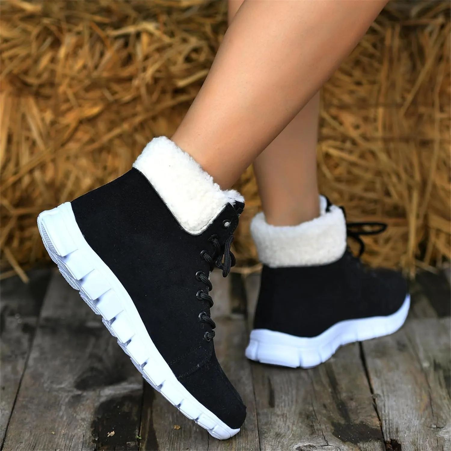 Ladmiple Snow Boots For Women Slip On Warm Fur Lined Winter Boots Outdoor Short Ankle Booties Comfort Fashion Walking Shoes