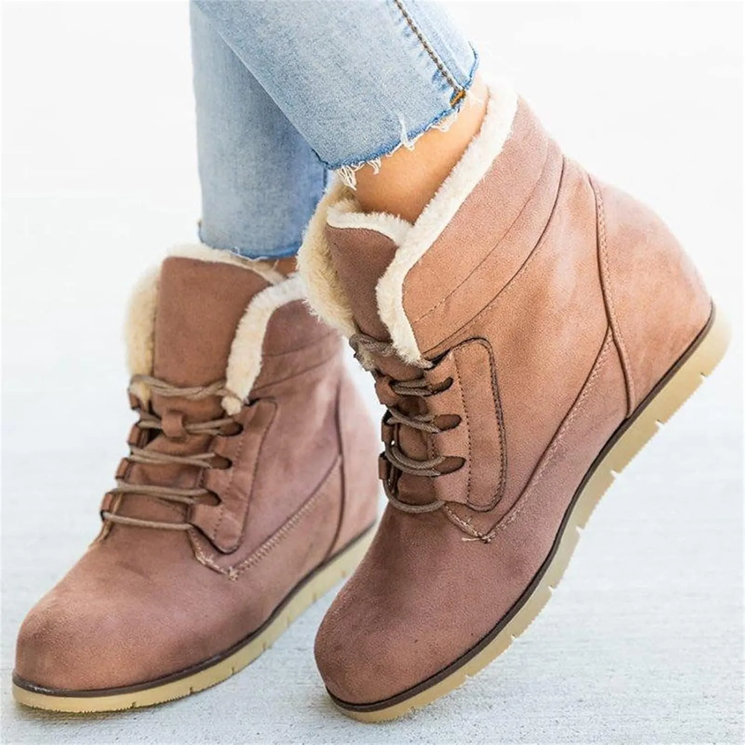 Ladmiple Snow Boots For Women Slip On Winter Warm Ankle Booties Fur Lined Anti-Slip Outdoor Comfortable Warm Shoes