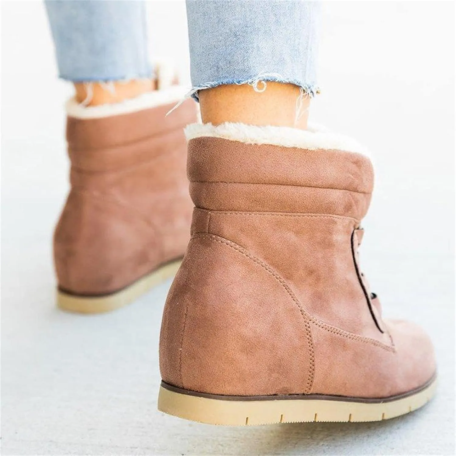 Ladmiple Snow Boots For Women Slip On Winter Warm Ankle Booties Fur Lined Anti-Slip Outdoor Comfortable Warm Shoes