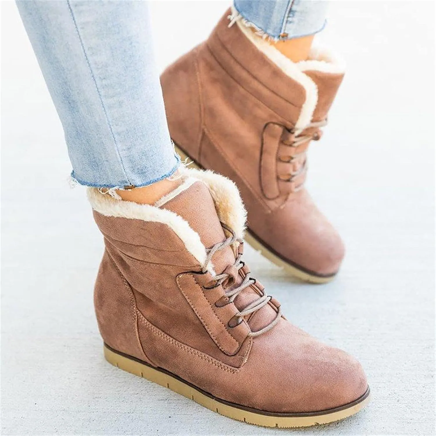 Ladmiple Snow Boots For Women Slip On Winter Warm Ankle Booties Fur Lined Anti-Slip Outdoor Comfortable Warm Shoes