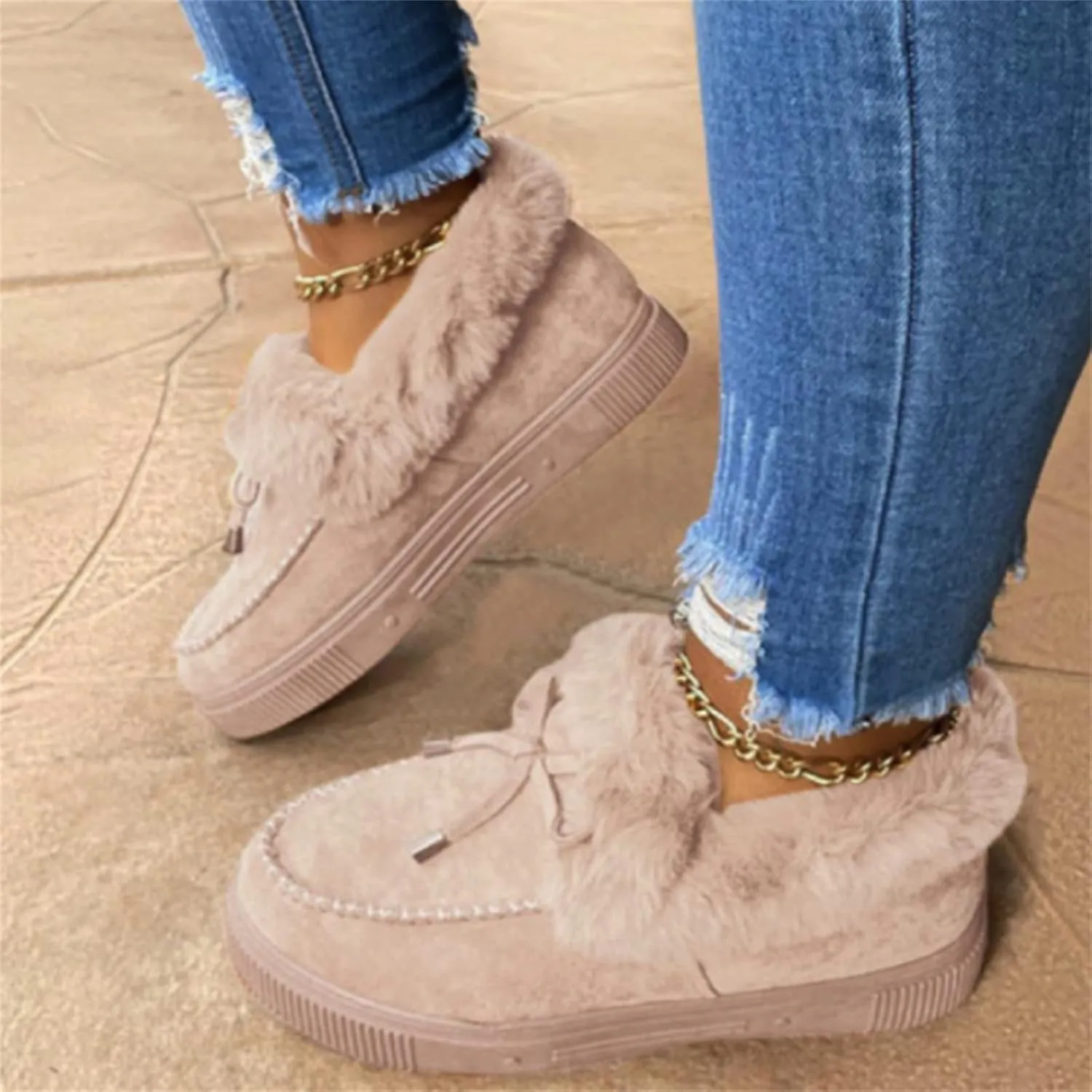 Ladmiple Winter Boots For Women Fashion Snow Boots Winter Shoes with Fur Lined Comfortable Warm Slip On Ankle Booties