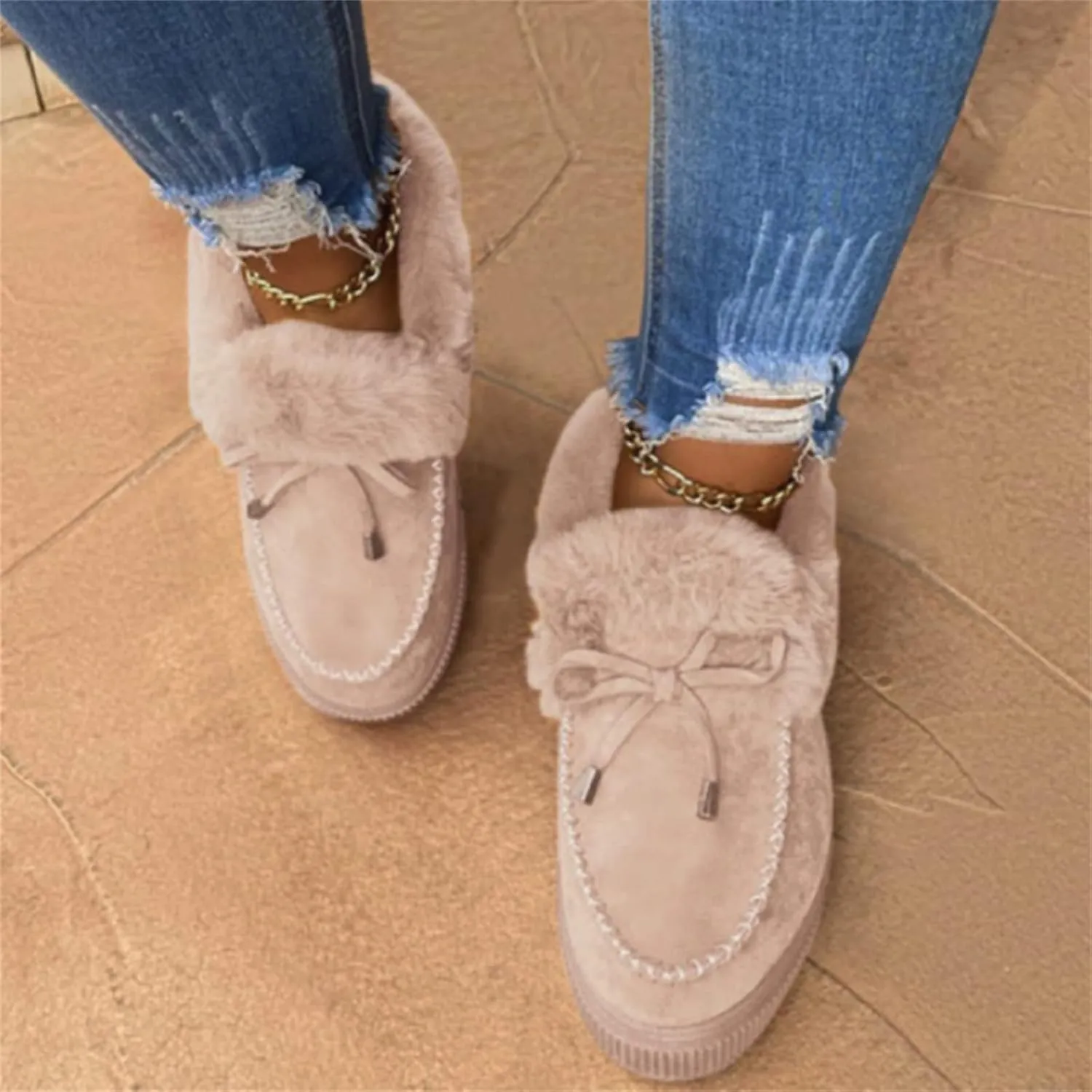 Ladmiple Winter Boots For Women Fashion Snow Boots Winter Shoes with Fur Lined Comfortable Warm Slip On Ankle Booties