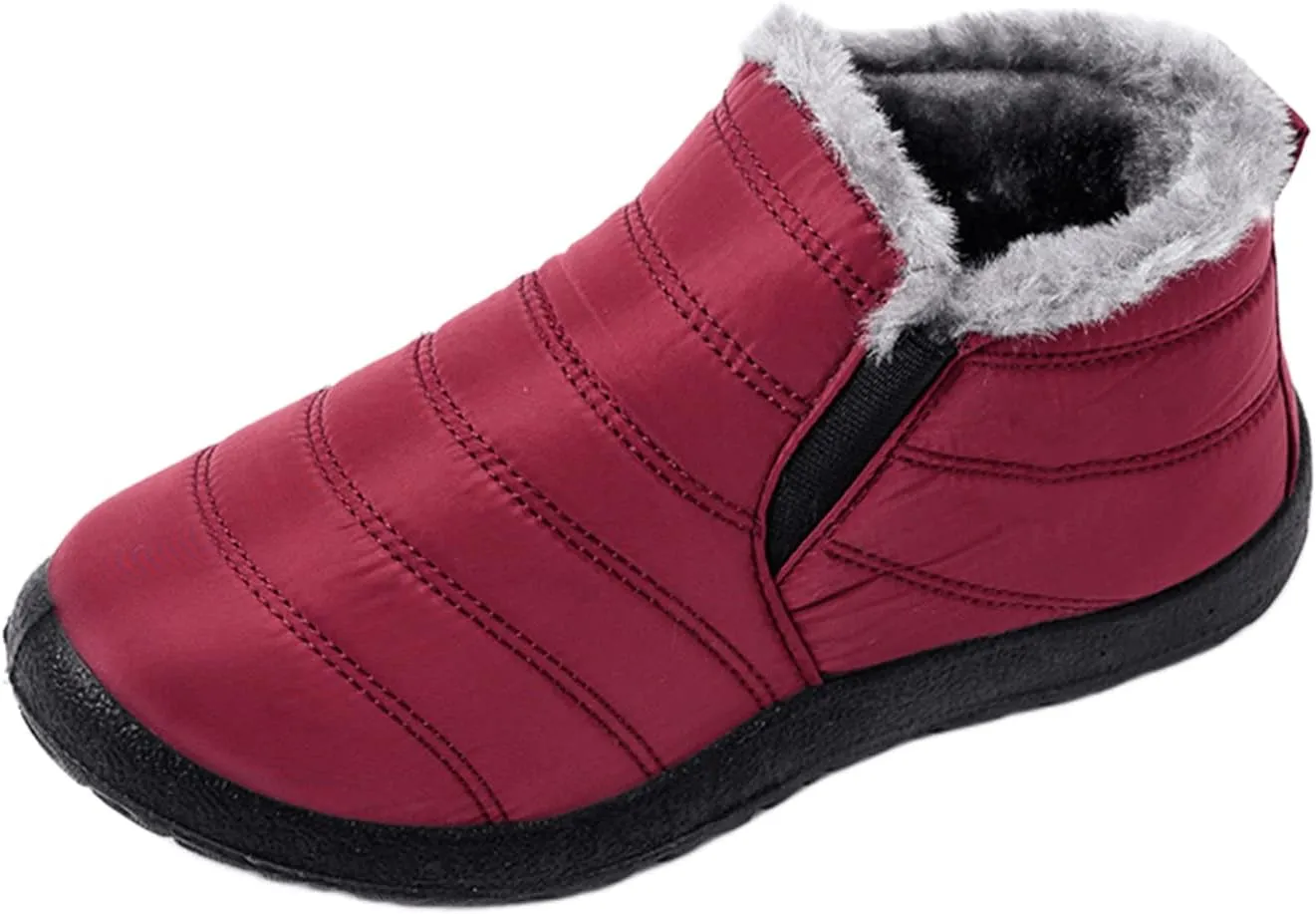 Ladmiple Winter Boots For Women Waterproof Snow Cute Ankle Booties Warm Fur Lined Outdoor Comfortable Walking Shoes