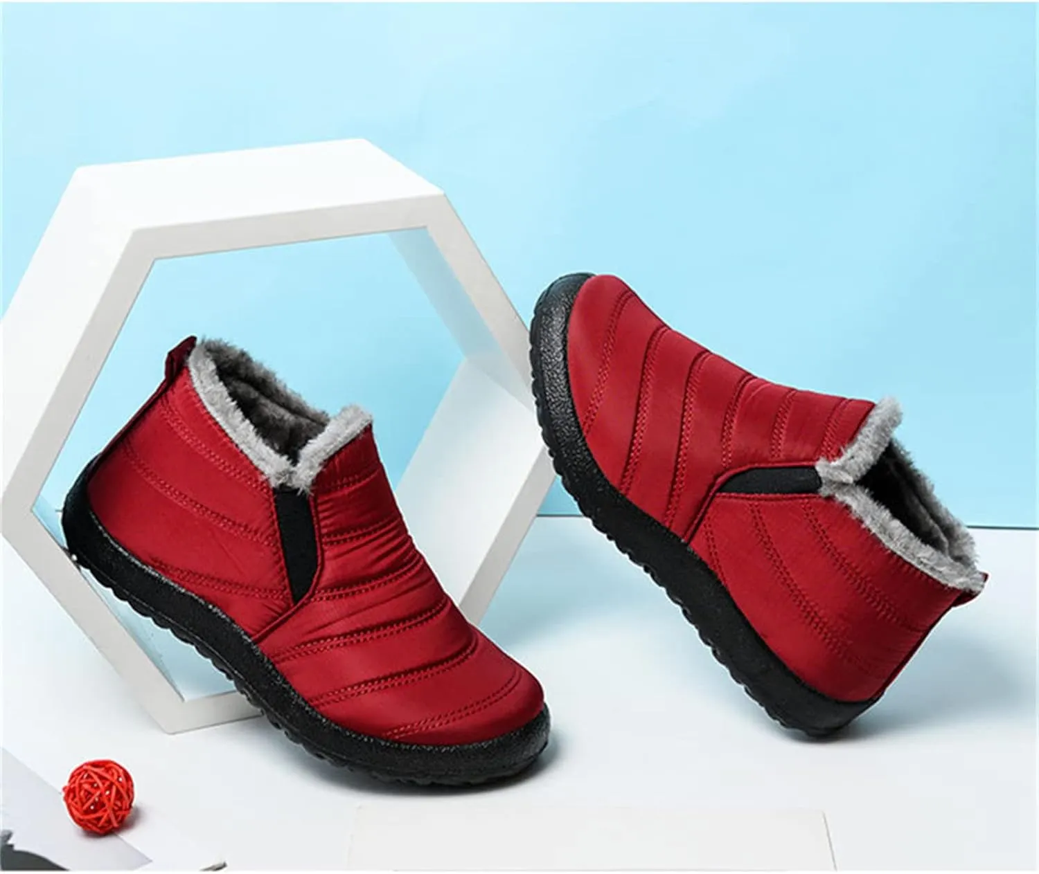 Ladmiple Winter Boots For Women Waterproof Snow Cute Ankle Booties Warm Fur Lined Outdoor Comfortable Walking Shoes
