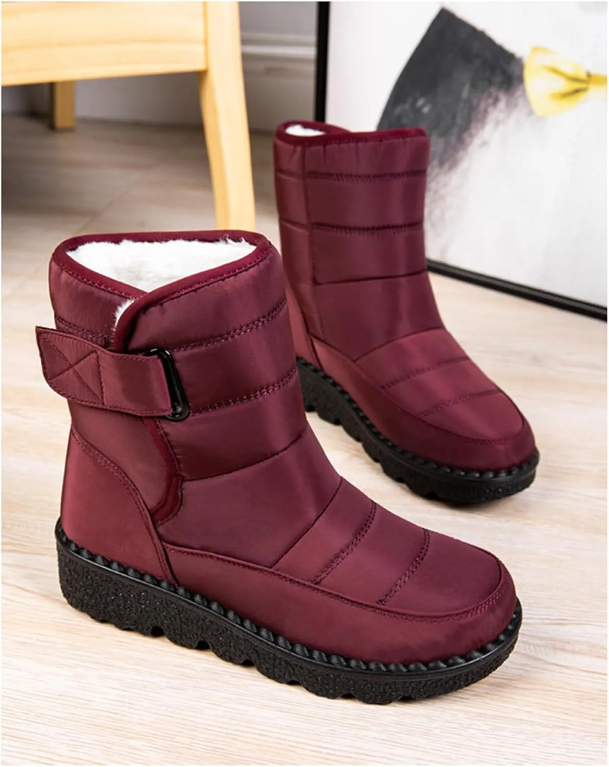Ladmiple Winter Boots For Women Waterproof Snow Wide Width Warm Lining Comfortable Ankle Booties Outdoor Walking Shoes