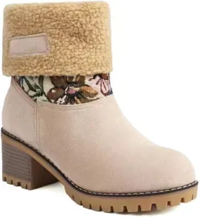 Lausiuoe Snow Boots For Women Wide Width Mid Calf Warm Winter Boots Casual Fashion Trendy Slip On Fur Lined Fuzzy Shoes