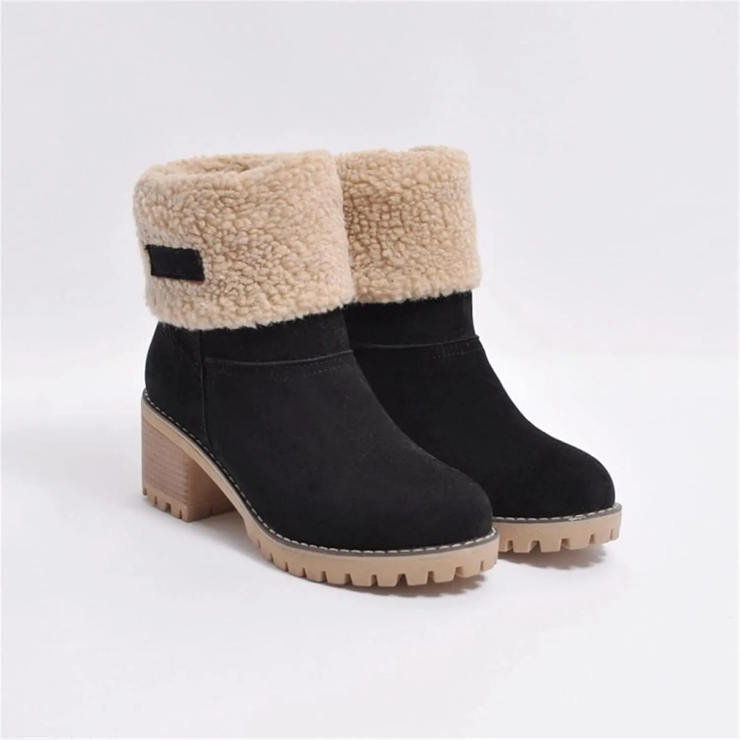 Lausiuoe Snow Boots For Women Wide Width Warm Winter Fuzzy Ankle Booties Cute Silp On Comfortable Casual Fashion Loafers